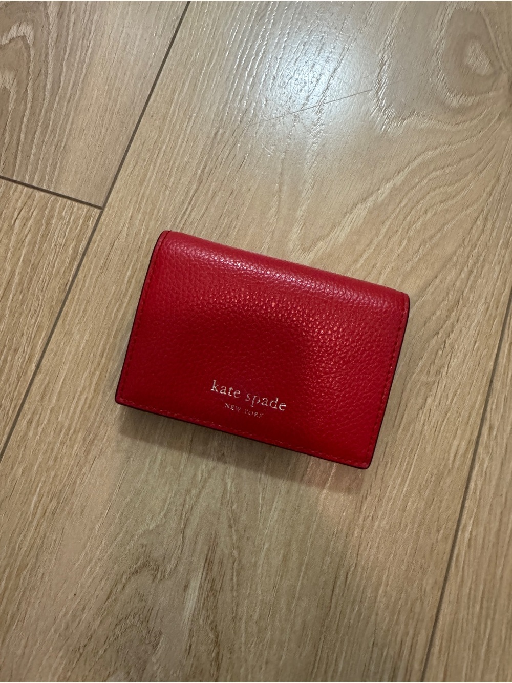 kate spade Red Pebbled Leather Bifold Wallet